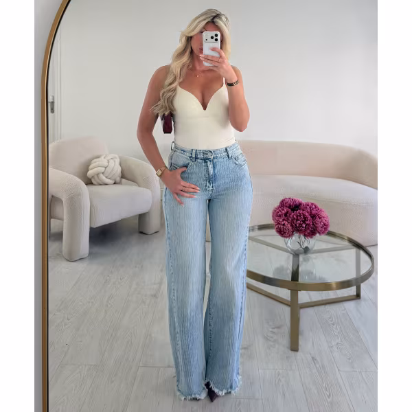 Jeans gaufré standard bleu clair - DRESS DESIREE