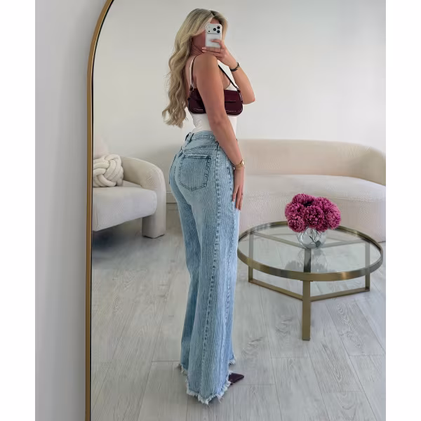Jeans gaufré standard bleu clair - DRESS DESIREE