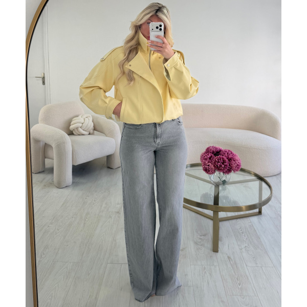 Veste simili col montant jaune pastel - DRESS DESIREE
