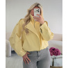 Pastel yellow faux leather jacket with stand-up collar - DRESS DESIREE
