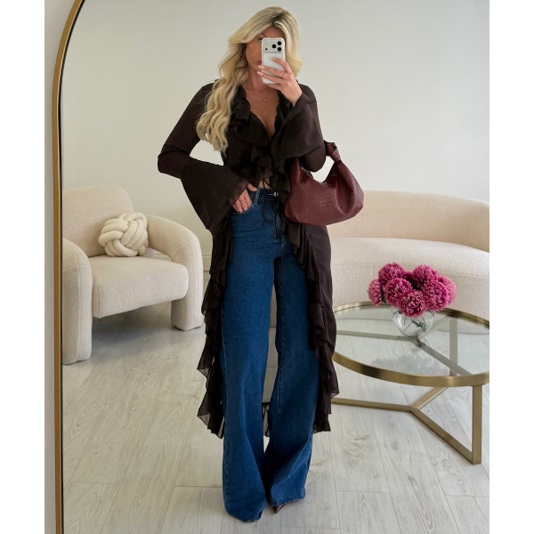 Extra long dark blue jeans