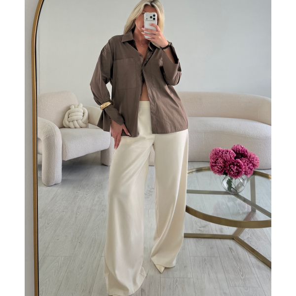 Brown cotton shirt with flared sleeves - DRESS DESIREE