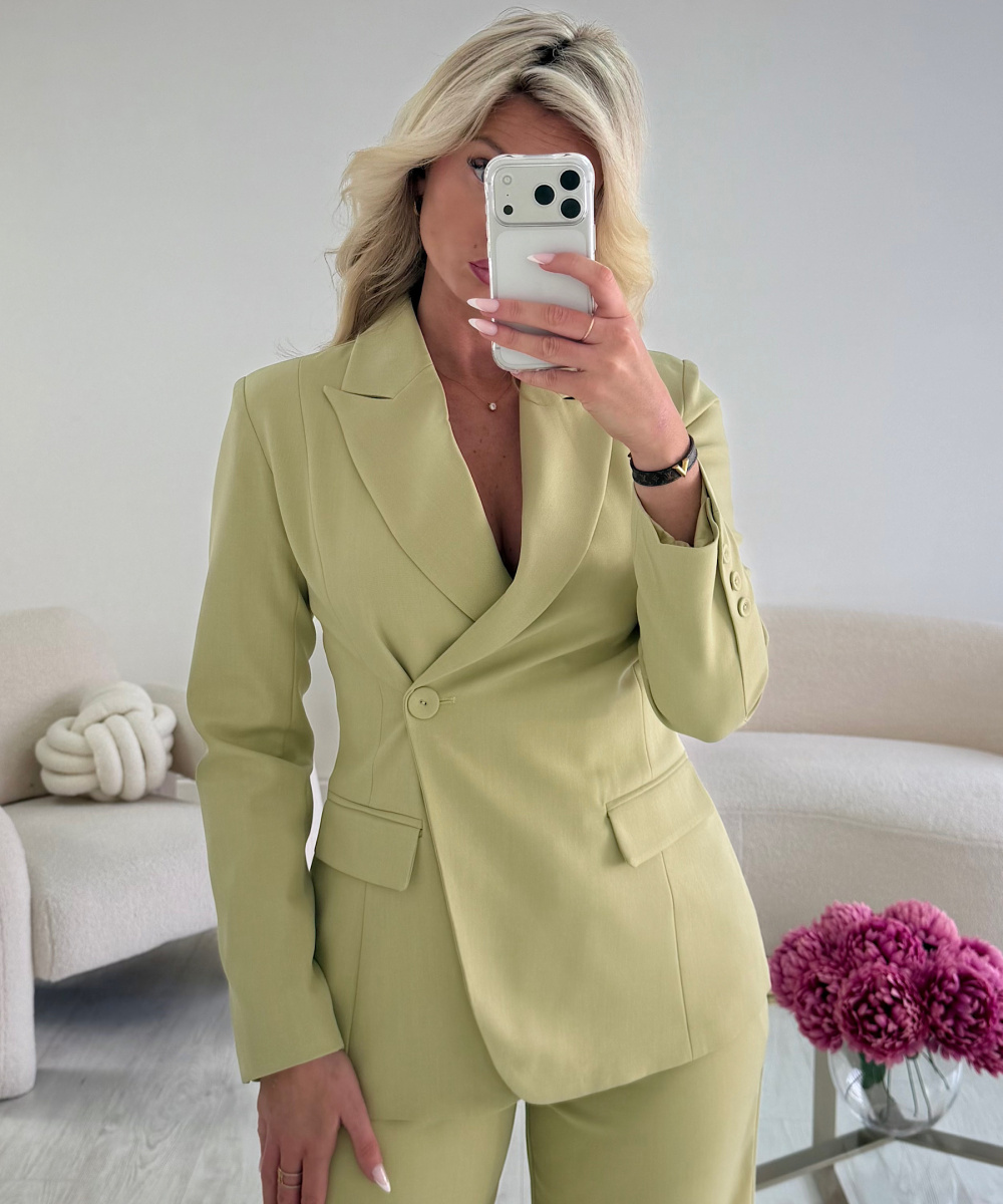 Thick avocado green fitted blazer - DRESS DESIREE