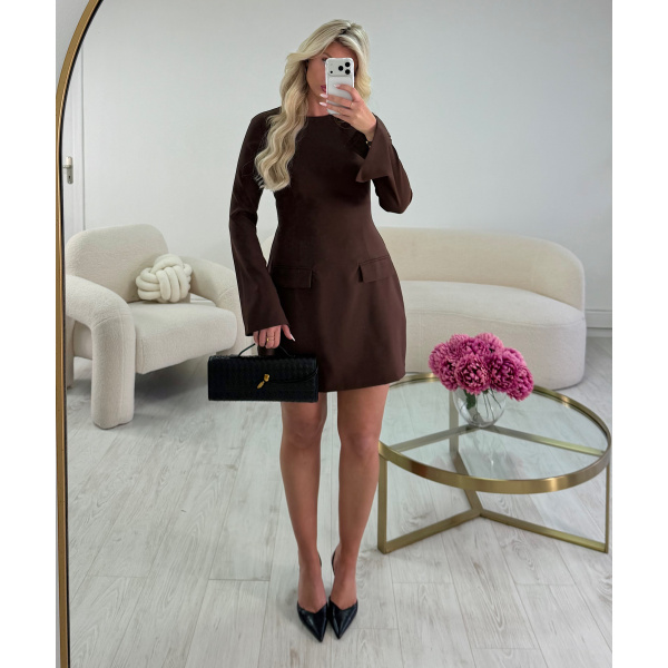 Robe couture peplum choco - DRESS DESIREE
