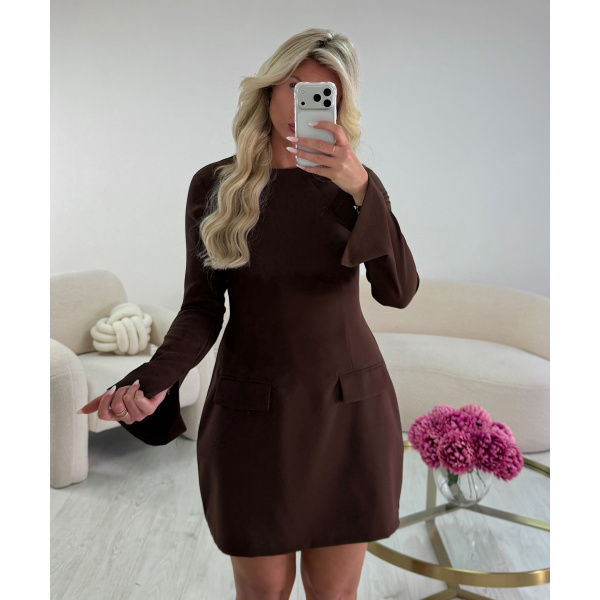 Robe couture peplum choco - DRESS DESIREE