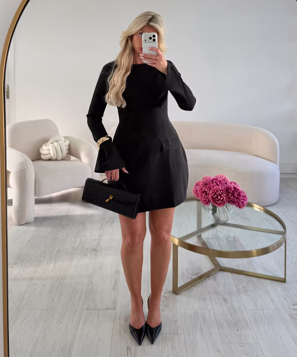 Robe couture peplum noire - DRESS DESIREE