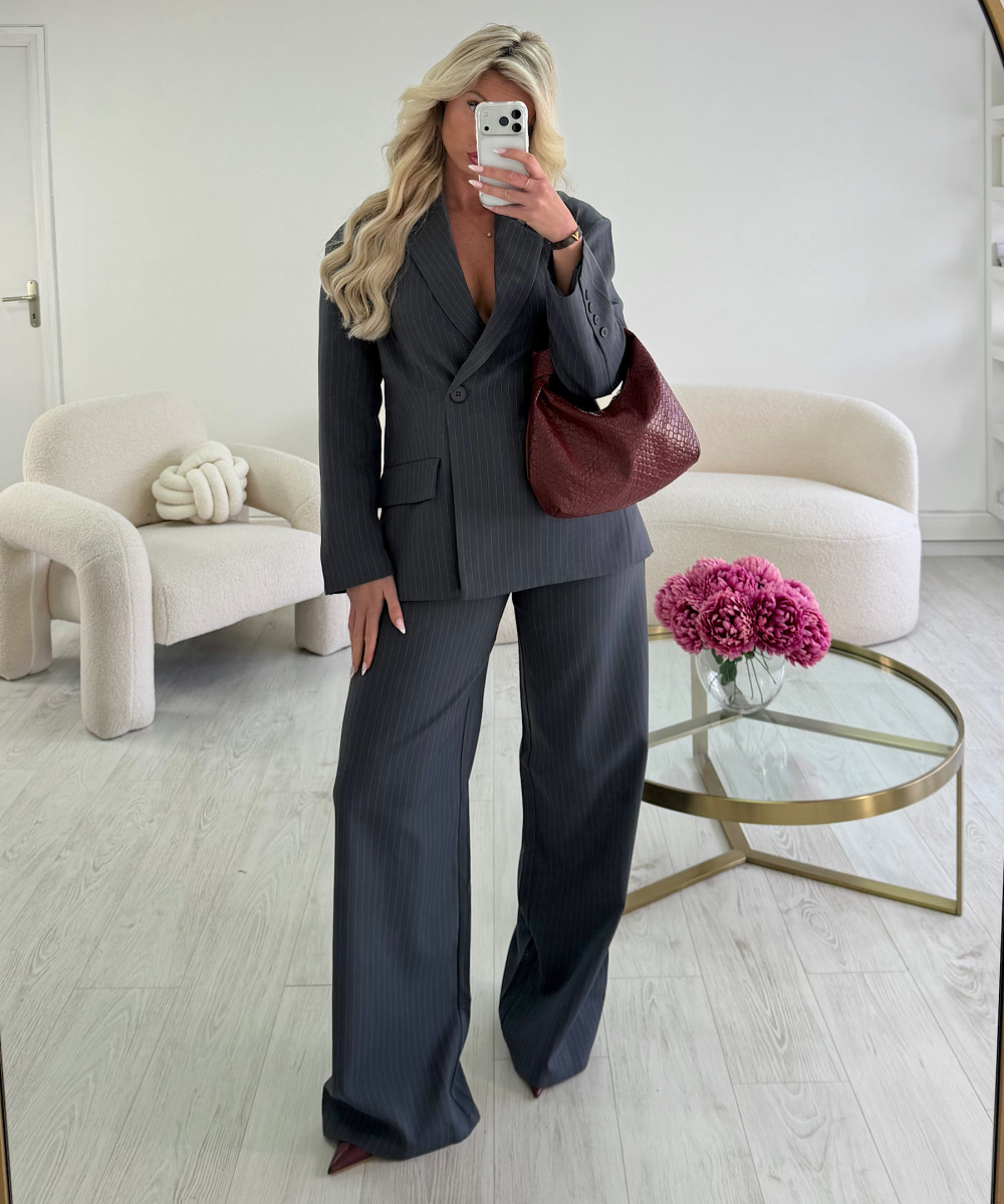 Pantalon large extra long rayures gris   - DRESS DESIREE