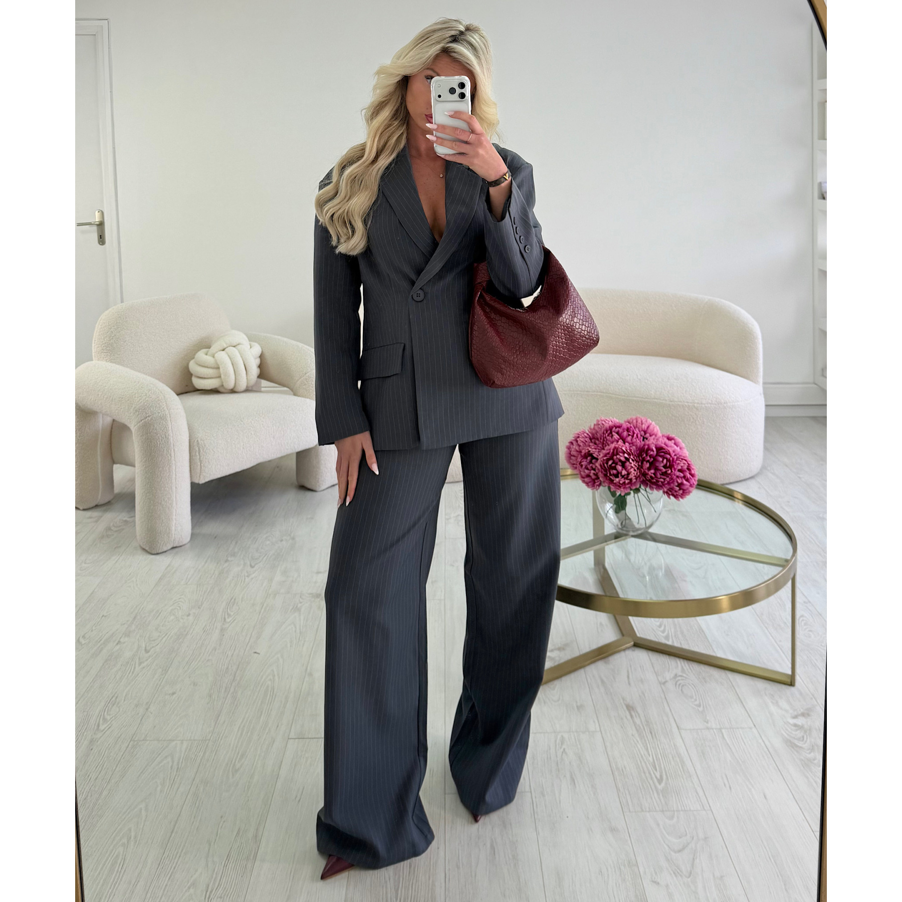 Pantalon large extra long rayures gris   - DRESS DESIREE