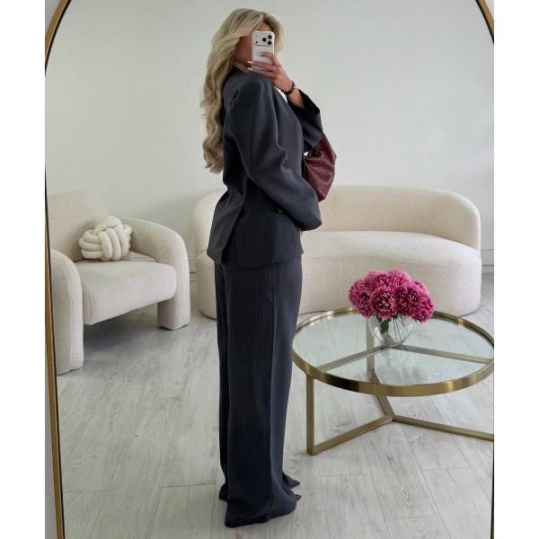 Pantalon large extra long rayures gris   - DRESS DESIREE
