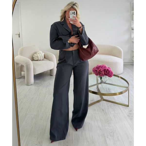 Pantalon large extra long rayures gris   - DRESS DESIREE