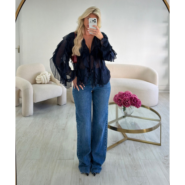 Chemise mousseline bleue marine - DRESS DESIREE