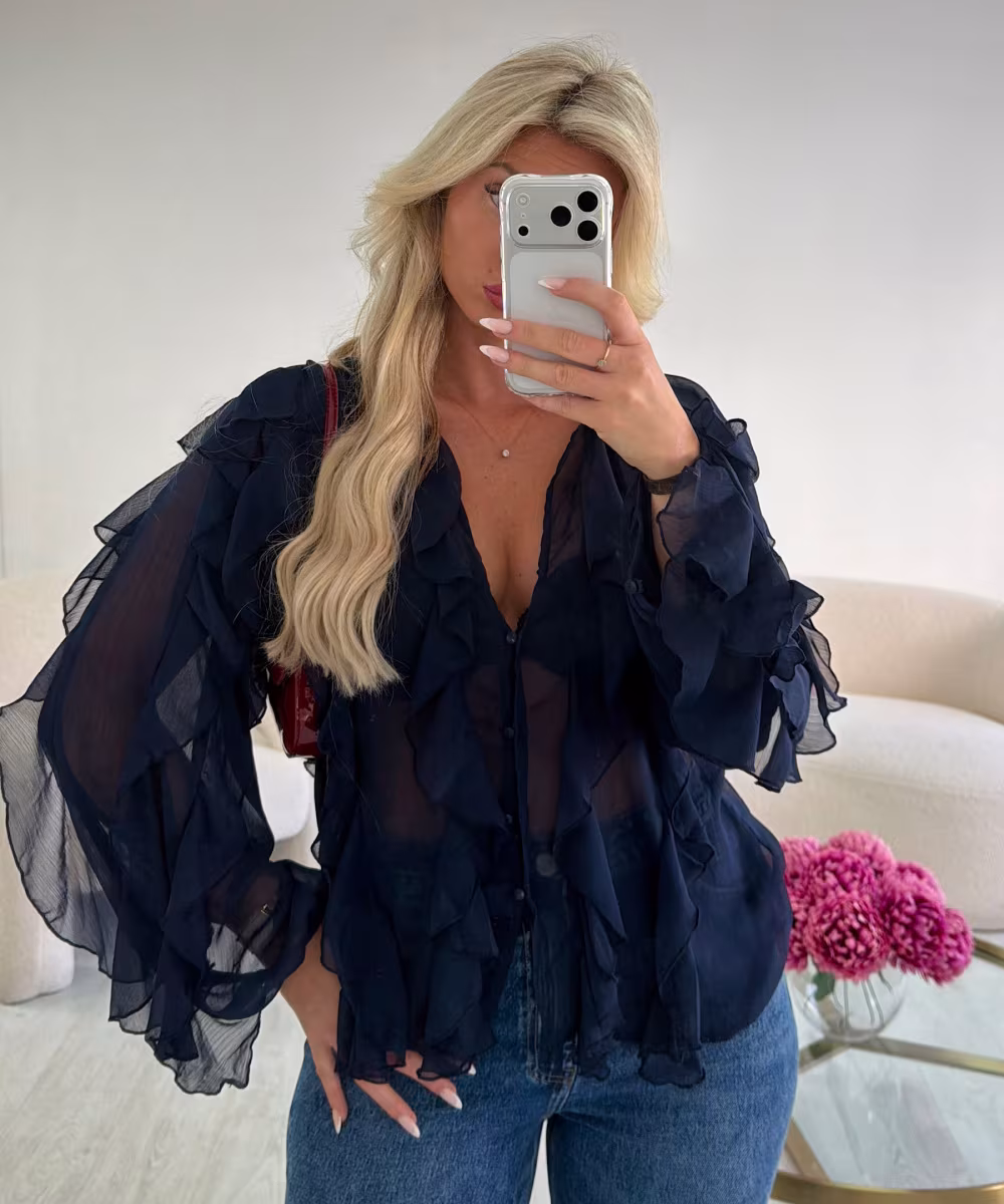 Chemise mousseline bleue marine - DRESS DESIREE