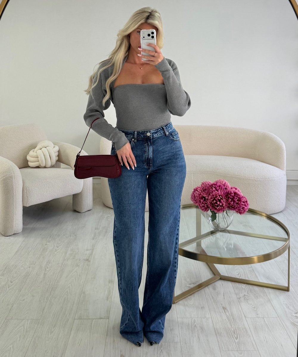Grey 2-in-1 strapless jumper - DRESS DESIREE