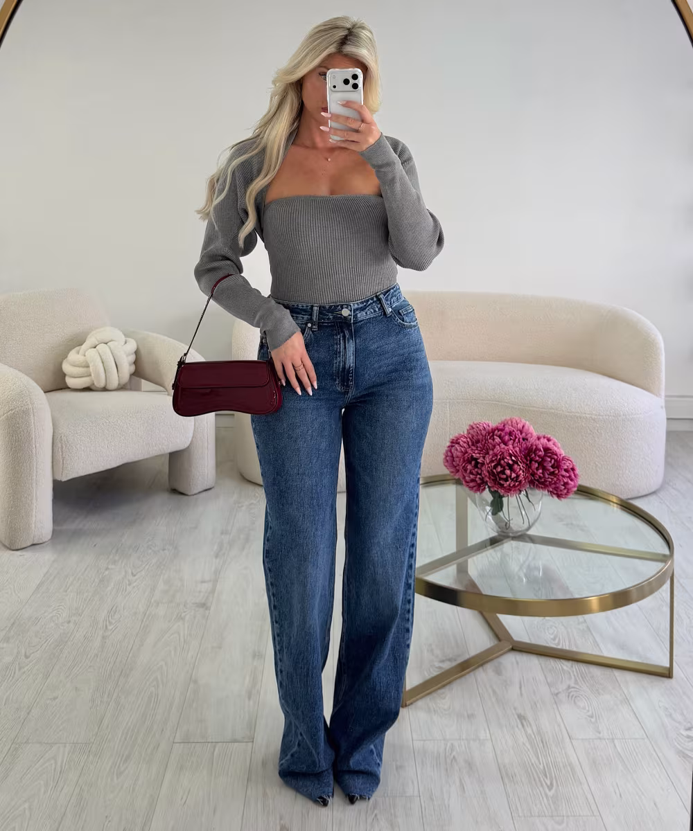 Pull bustier 2 en 1 gris - DRESS DESIREE