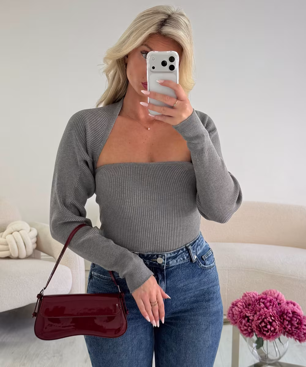 Pull bustier 2 en 1 gris