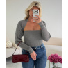 Pull bustier 2 en 1 gris - DRESS DESIREE