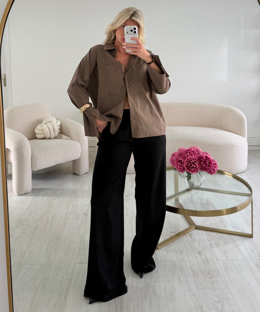 Brown cotton shirt with flared sleeves - DRESS DESIREE
