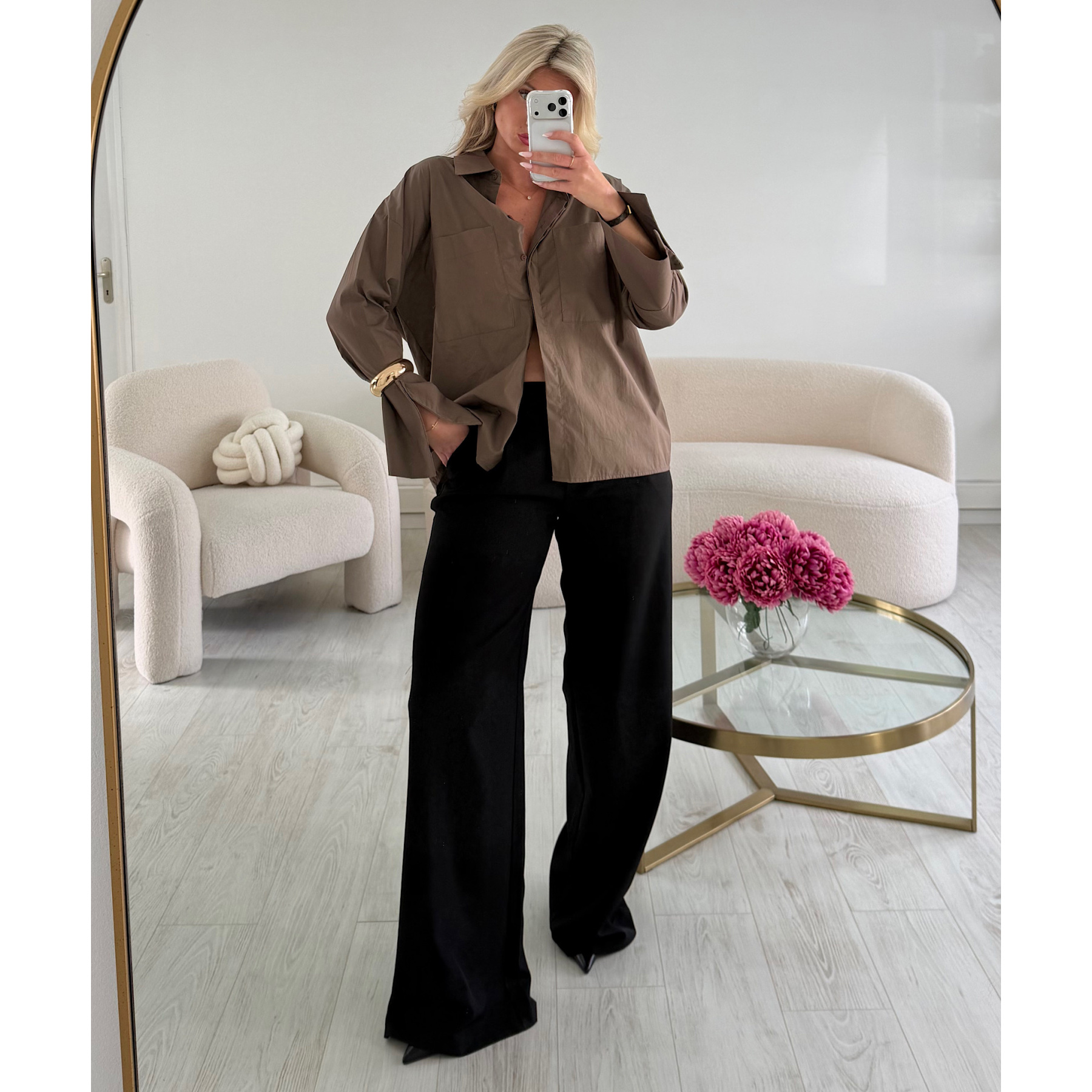 Brown cotton shirt with flared sleeves - DRESS DESIREE