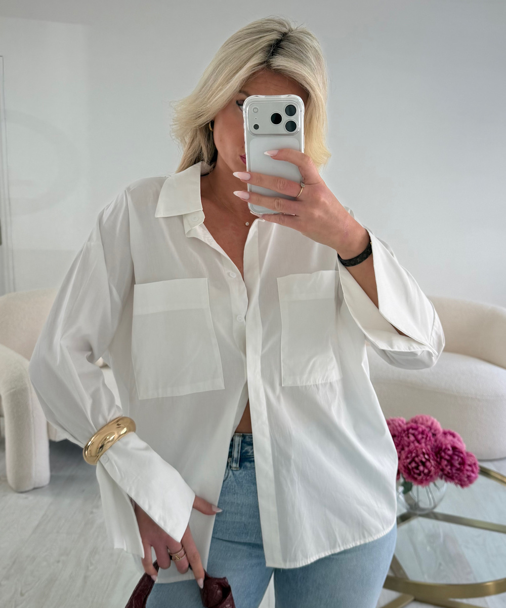 Chemise coton manche évasées blanche