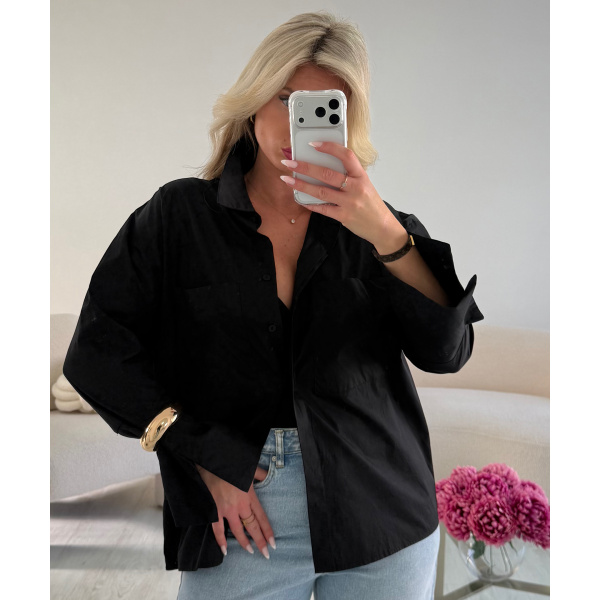 Black cotton shirt with flared sleeves - DRESS DESIREE