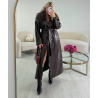 Trench long simili brillant cintré choco Premium DRESS DESIREE