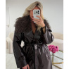 Trench long simili brillant cintré choco Premium DRESS DESIREE