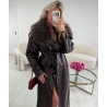 Trench long simili brillant cintré choco Premium DRESS DESIREE
