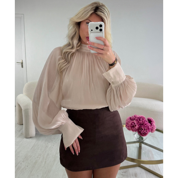 Shiny ivory iridescent blouse - DRESS DESIREE