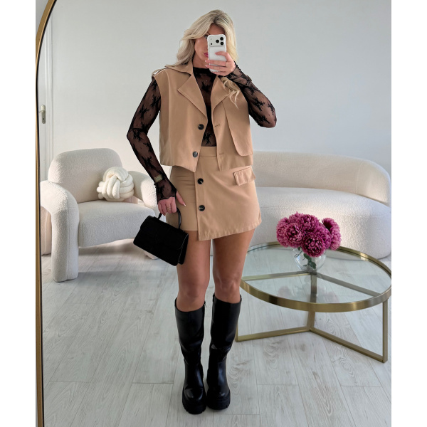 Jupe short safari camel - DRESS DESIREE