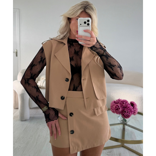 Jupe short safari camel - DRESS DESIREE
