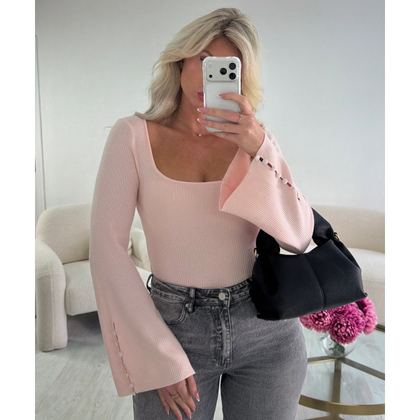 Pull manches évasées rose poudré - DRESS DESIREE