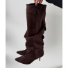 Bottes loose drapé daim choco - DRESS DESIREE