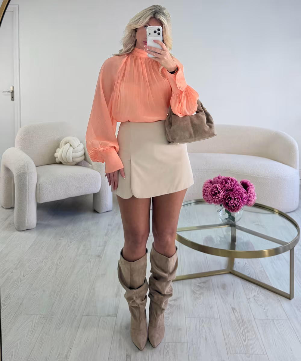 Bottes loose drapé daim beige