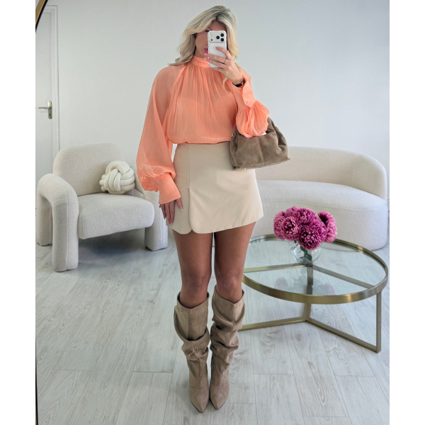 Bottes loose drapé daim beige - DRESS DESIREE