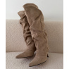 Bottes loose drapé daim beige - DRESS DESIREE