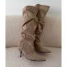 Bottes loose drapé daim beige - DRESS DESIREE