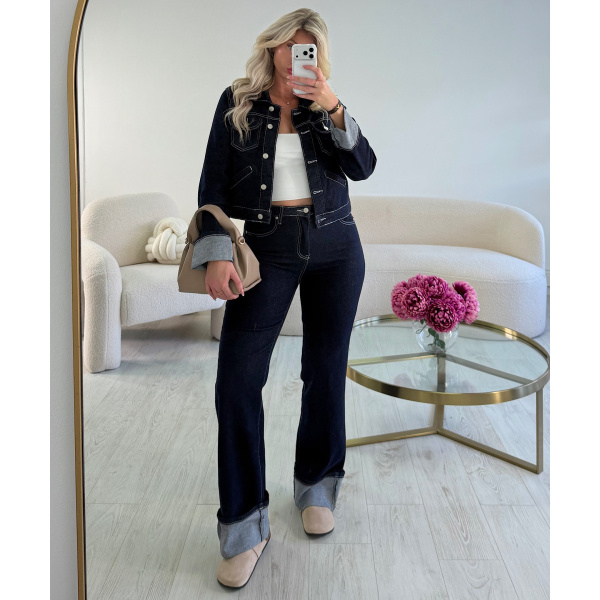Veste jeans revers brut