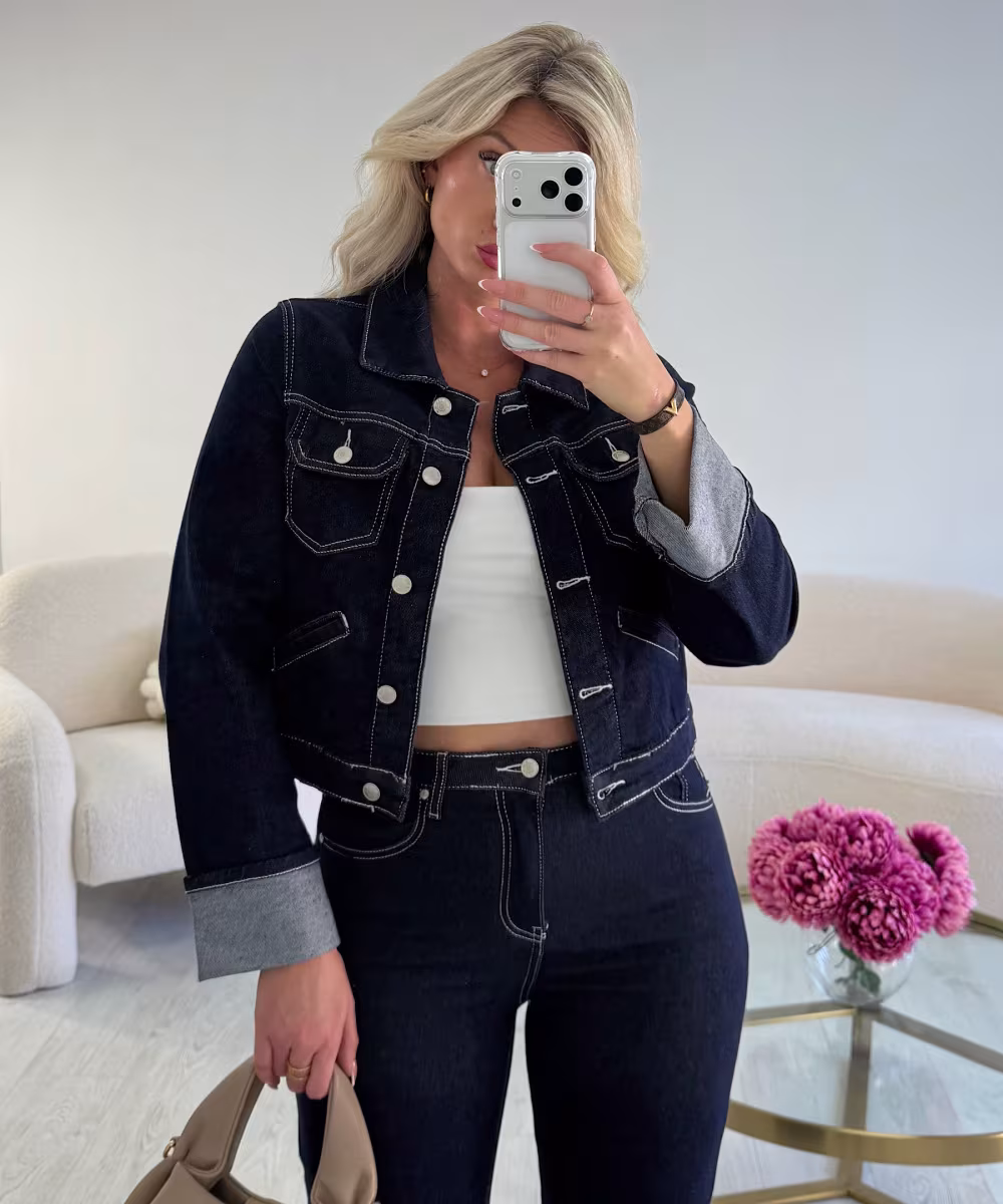 Veste jeans revers brut