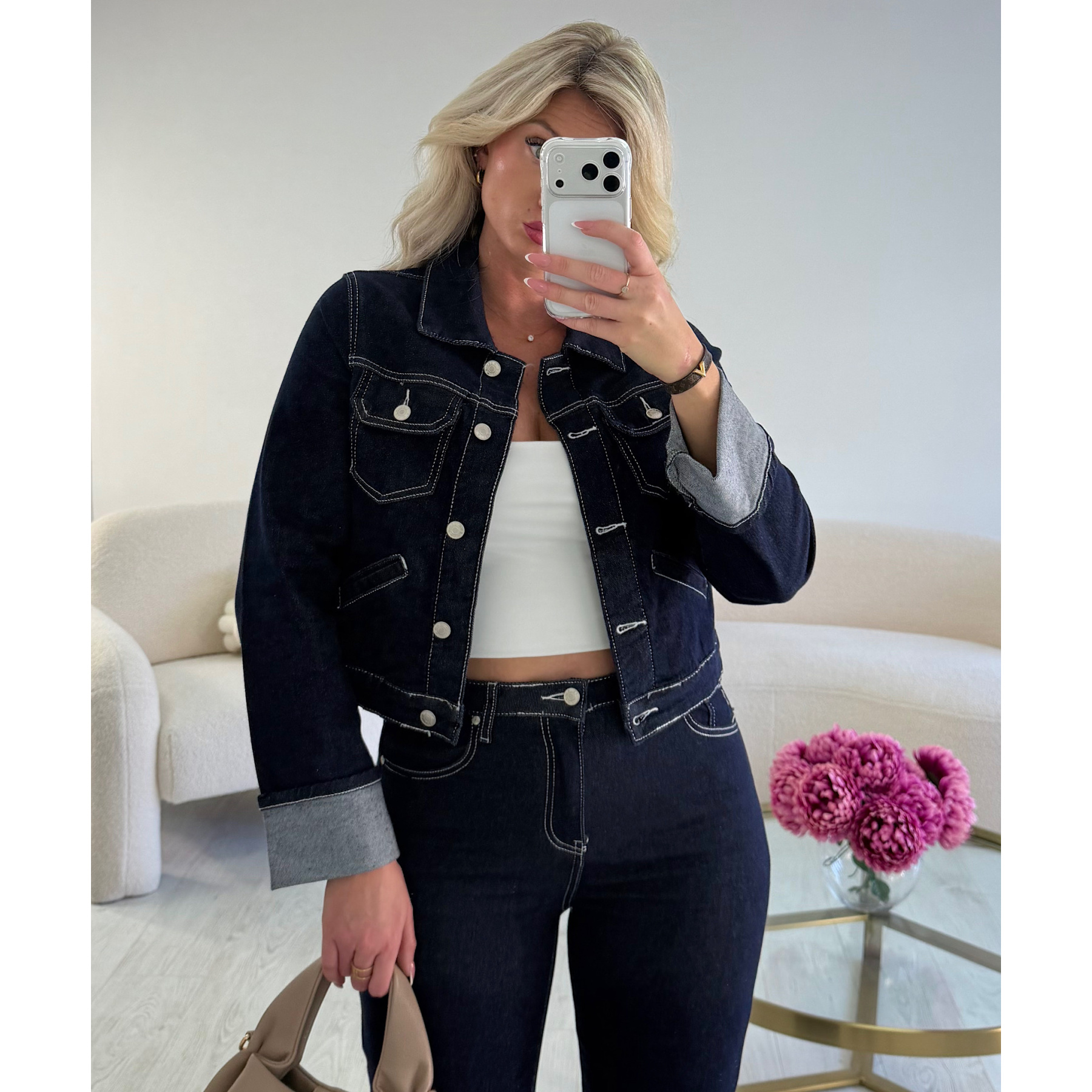 Raw lapel denim jacket