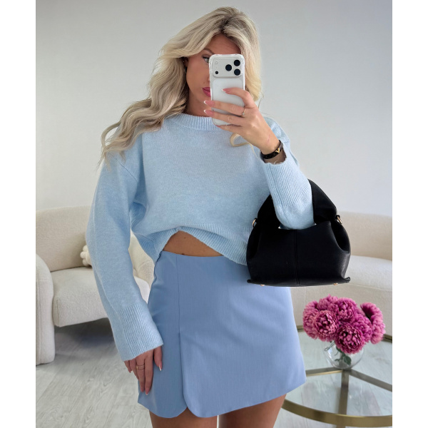 Jupe short doublé bleu chiné - DRESS DESIREE