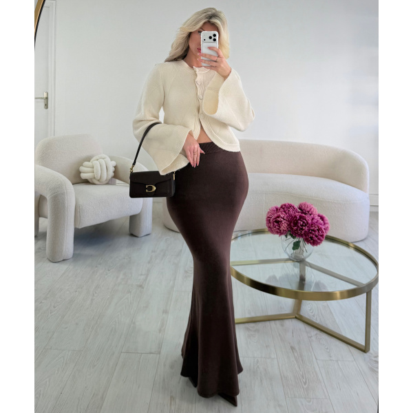 Jupe longue côtelé chocolat -  DRESS DESIREE