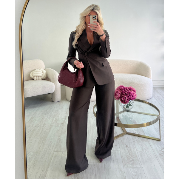 Pantalon fluide large chocolat  - DRESS DESIREE