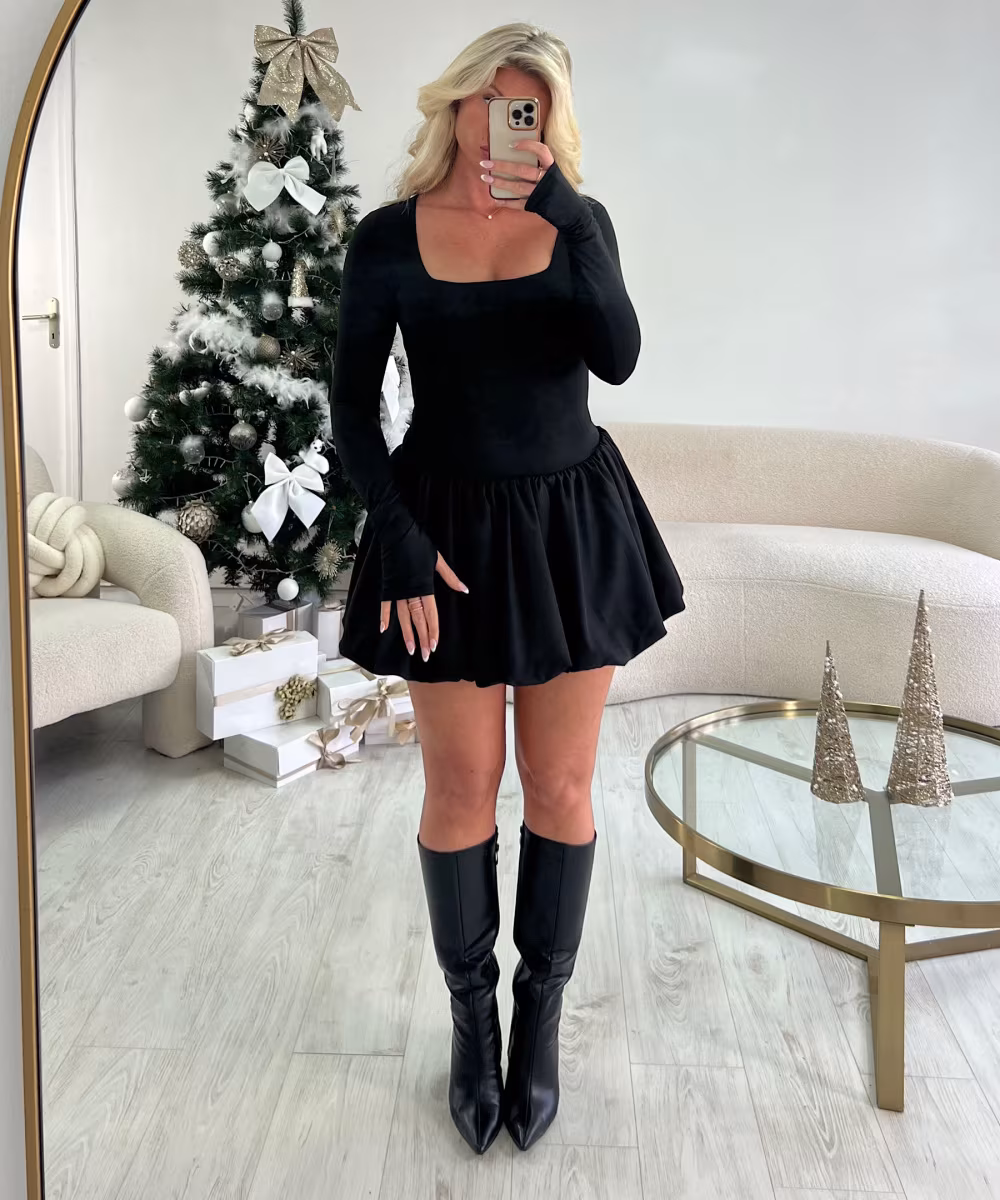 Robe classy ballon noir - DRESS DESIREE