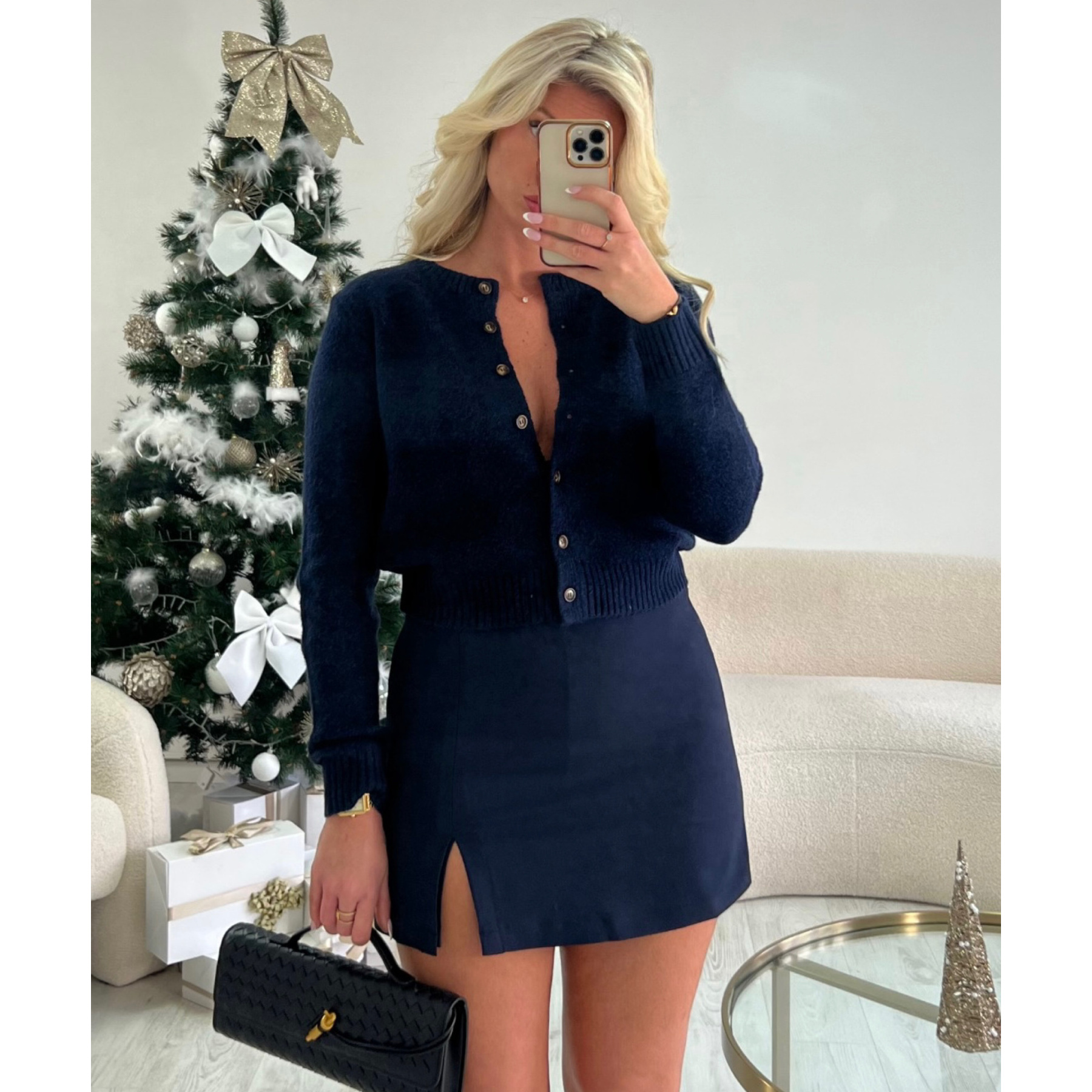 Jupe short fente bleu marine - DRESS DESIREE