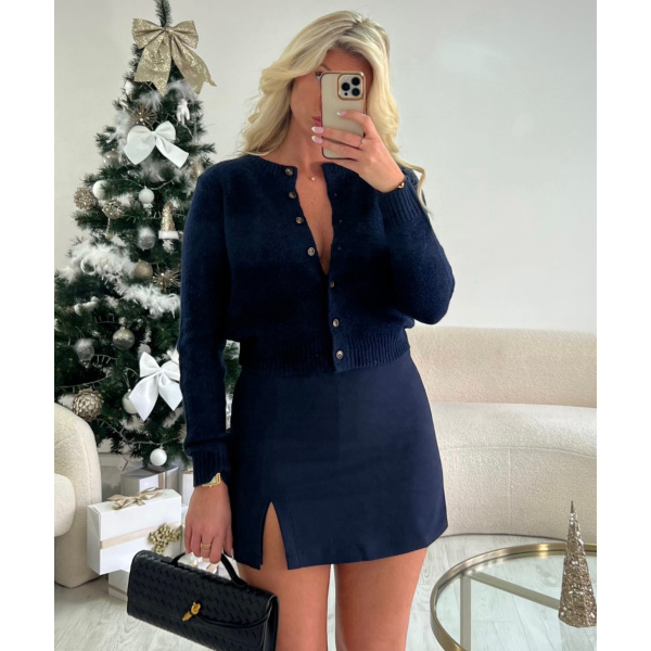 Jupe short fente bleu marine - DRESS DESIREE