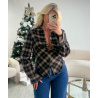 Black/beige checked fitted shirt