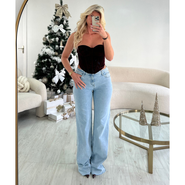 Top corset burgandy dégradé bleu - DRESS DESIREE