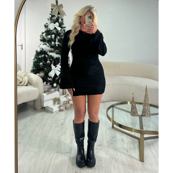 Asymmetrical black dress - DRESS DESIREE