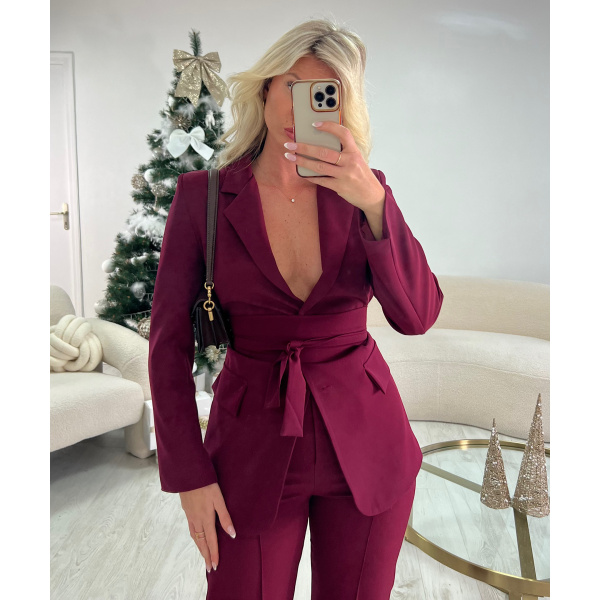 Burgandy heather fitted/straight blazer