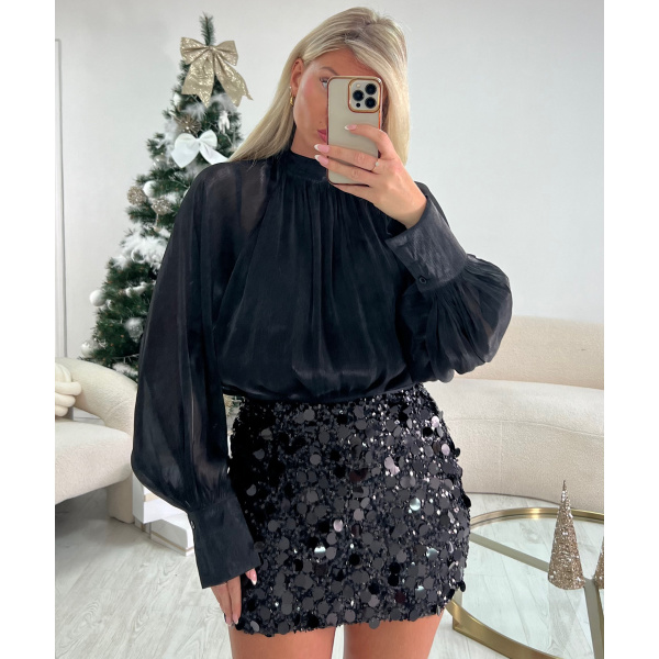 Black sequined skirt
